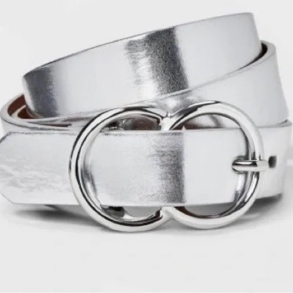Target - A New Day Faux Leather Silver Metallic Belt Size Large